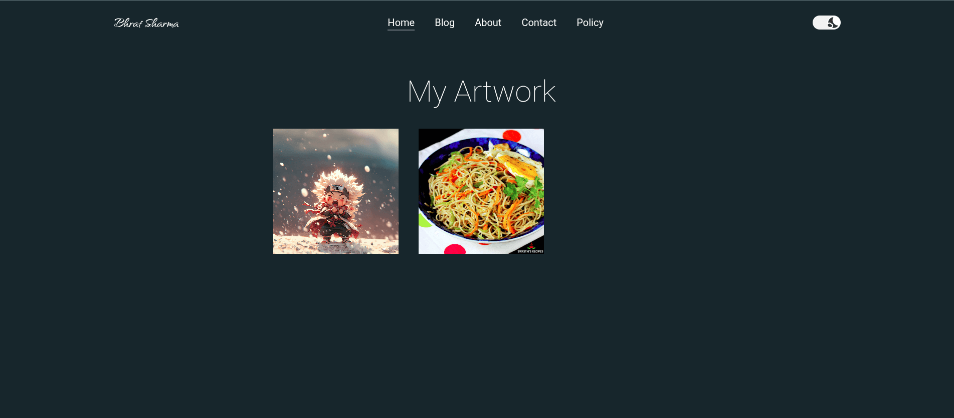 Screenshot of Blogging website